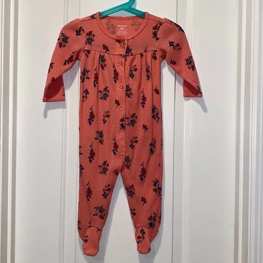 Carter’s Baby Girls Floral Cotton Sleep & Play Bodysuit size 9m
